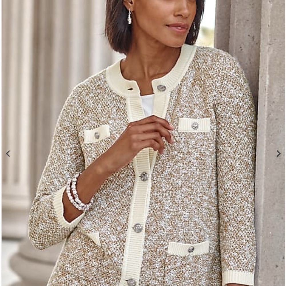 J. Jill Cream and Tan Wearever Cardigan